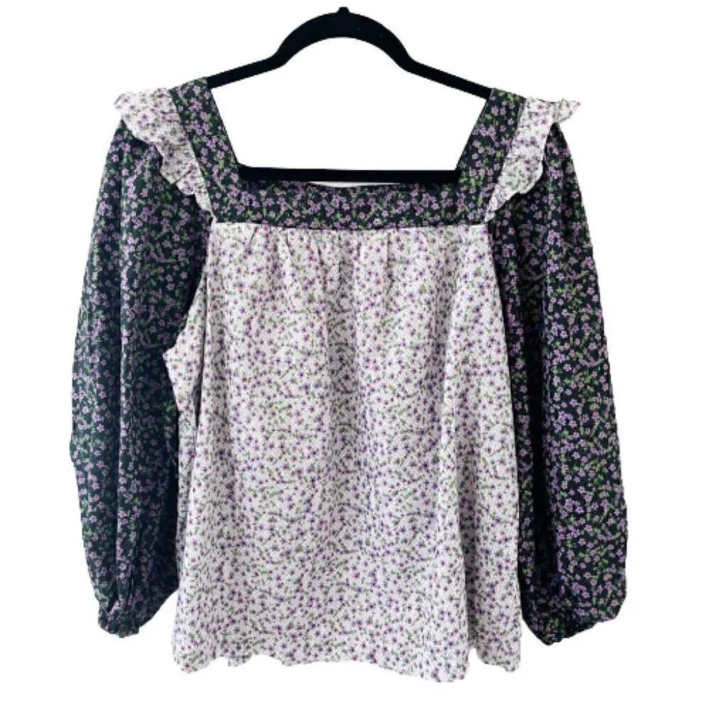 Carolina Belle Montreal Floral Square Neck Cottage Core Top
